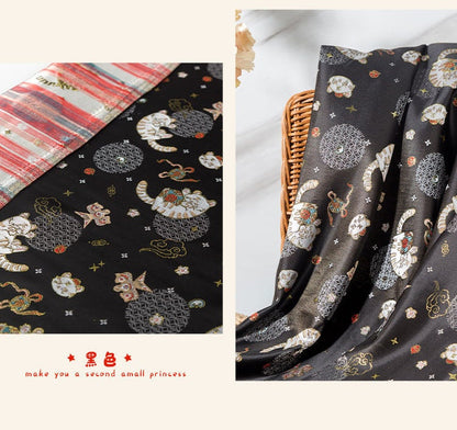 Japanese Nishijin Brocade Fabric: Tiger Pattern Silk Rayon Kimono Sewing, 59" Wide