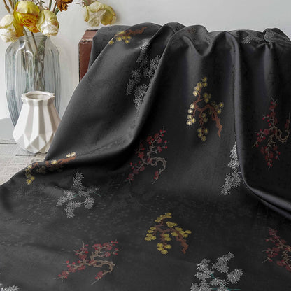 Gold Brocade Fabric: Pine, Bamboo & Plum Jacquard - 61" Wide