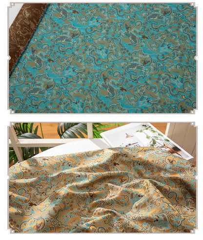 Nishijin Ori Brocade Fabric: Dragon Flowers, Japanese Style (57"W)
