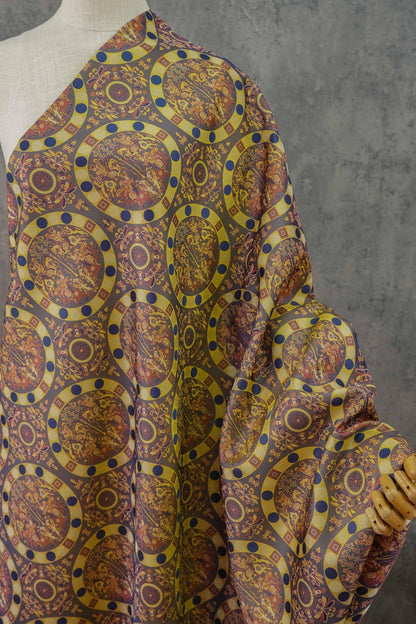 Gold Brocade Jacquard Fabric: Retro Palace Style Damask, 58" Wide