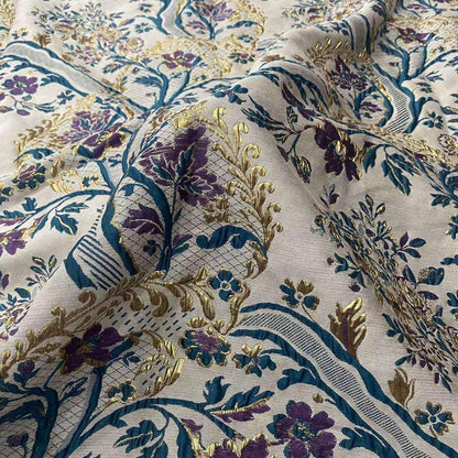 Floral Damask Jacquard Fabric: Retro Palace Style Upholstery, Costume, Decor