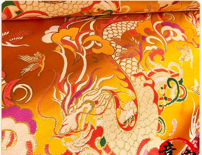Dragon Brocade Fabric: 59"W Silk Rayon Blend, Traditional Sewing