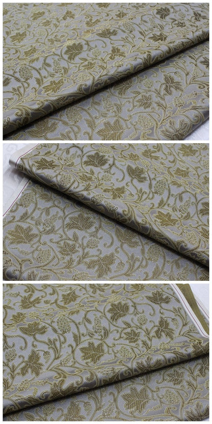Gray Grape Brocade Fabric: Silk Rayon Blend, 29.5" Wide