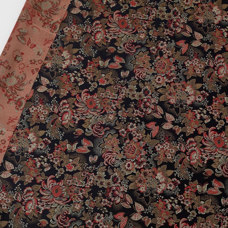 Nishijin Weaving Fabric: Japanese Floral Butterfly Upholstery Fabric by the Meter