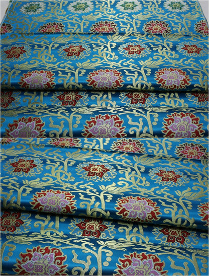 Lotus Thangka Brocade Fabric: Tibetan Buddhist Robes (29.5"W)