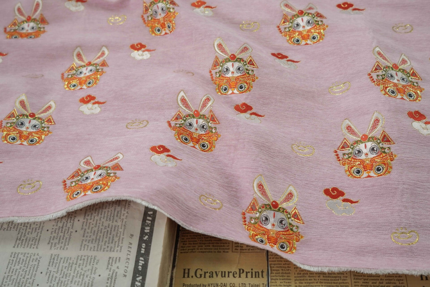 Lord Rabbit Jacquard Fabric: 59"W Chinese Chenille Tapestry