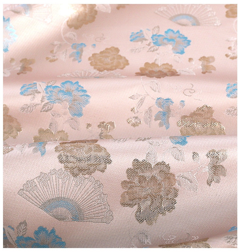 Floral Silk Brocade Fabric: 59"W Cheongsam Costume Material