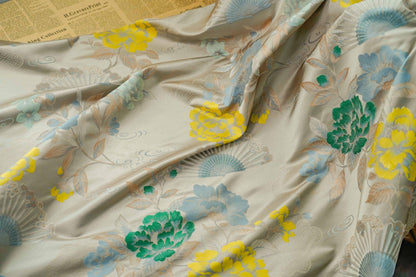 Tissu Rayon Peony Nishijin : Brocart floral japonais, 150 cm de large