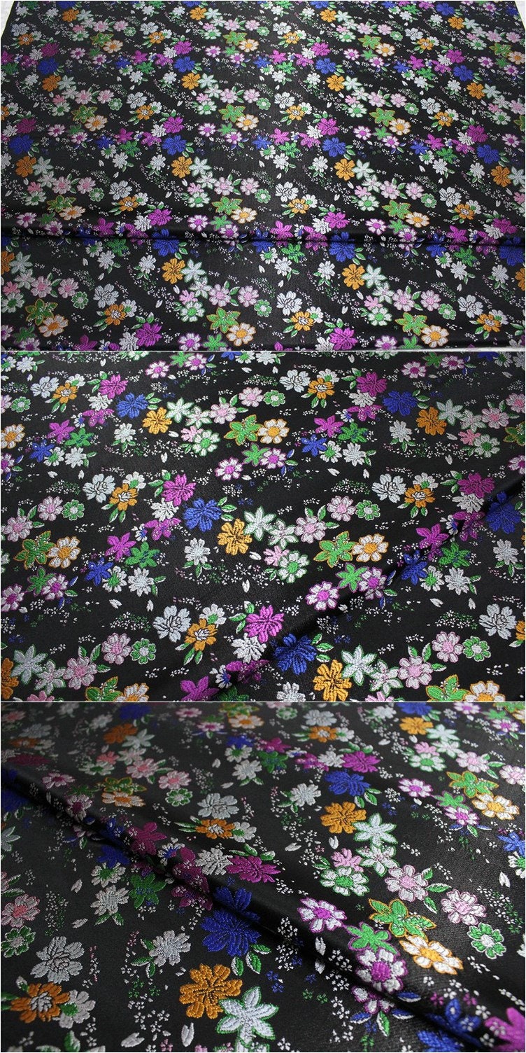 Cherry Blossom Jacquard Brocade Fabric: Japanese Silk Rayon Blend