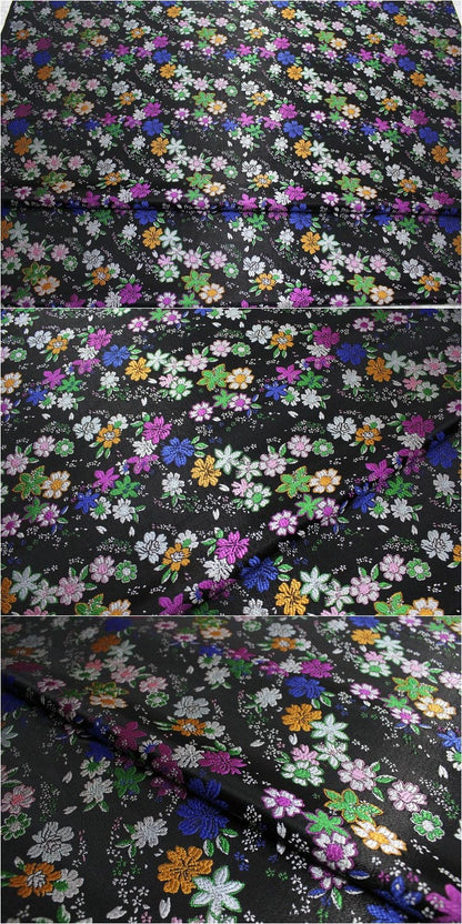 Cherry Blossom Jacquard Brocade Fabric: Japanese Silk Rayon Blend