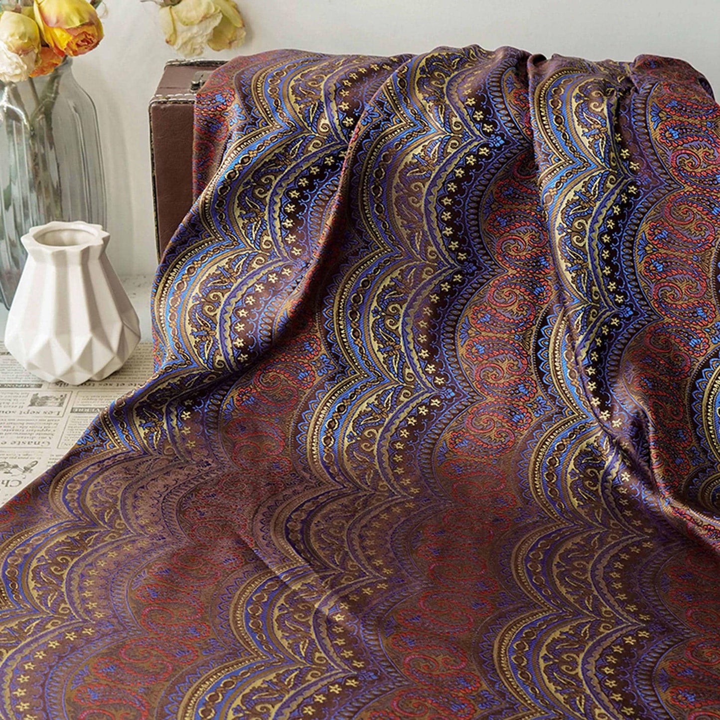 European Artistic Paisley Jacquard Fabric ��� Luxury Upholstery & Fashion Texti"Wide