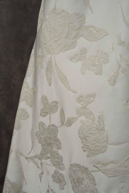 Ivory Jacquard Upholstery Fabric: Victorian Style, 55" Wide