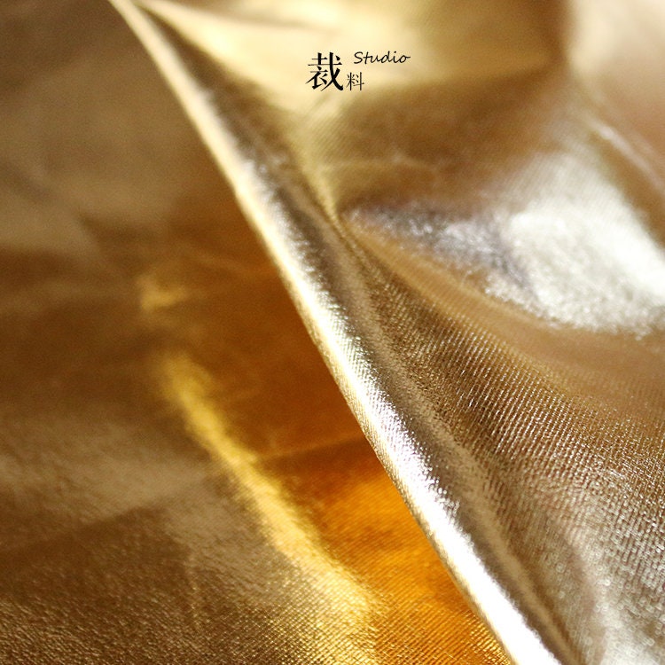 Metallic Gold PU Fabric: 57" Designer Knit Sewing Material