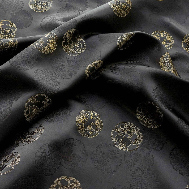 Rabbit Jacquard Brocade Fabric: Japanese Rayon Damask (By The Meter)