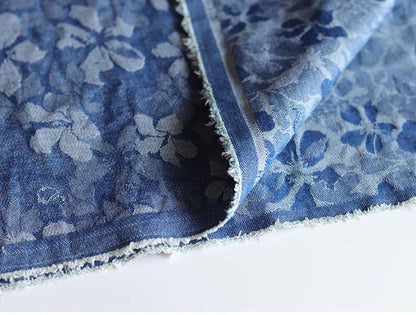 Ripped Denim Fabric: Soft Blue Raw Edge Striped Cotton (59" Wide)