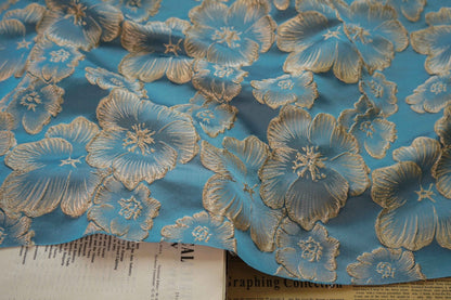 Flower Jacquard Fabric: 3D Texture Polyester, 55" Wide