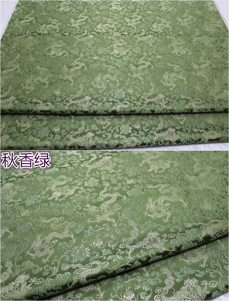 Dragon Brocade Fabric: Multi-Color Floral Silk Rayon Blend