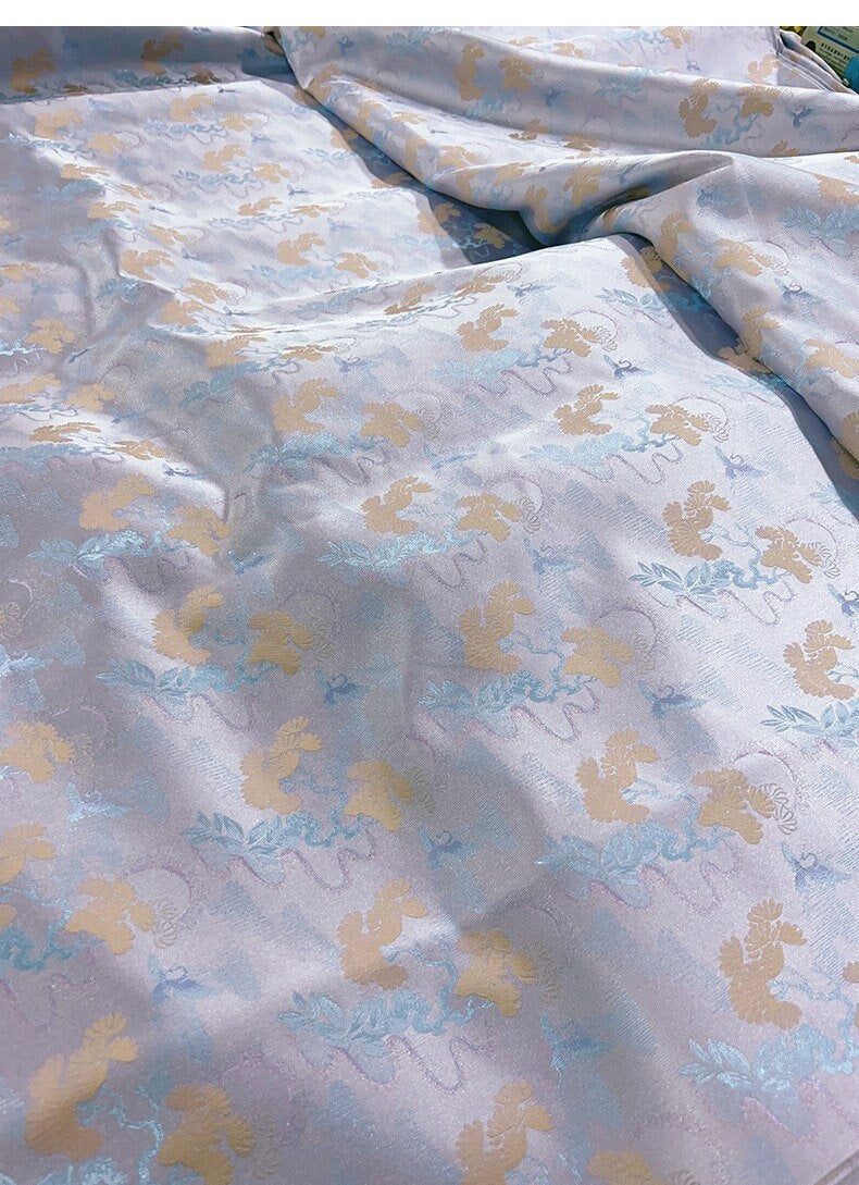 Crane Brocade Fabric: 59"W Rayon Cotton Blend for Cheongsam, Costume, Decor