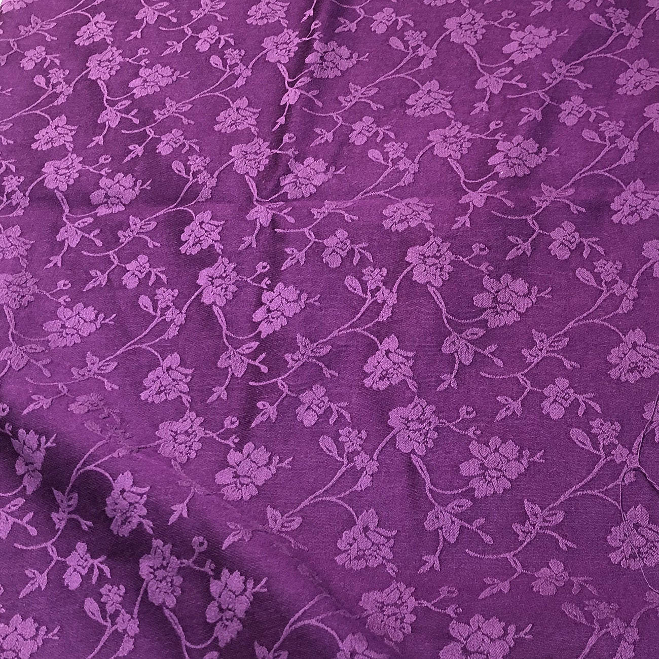 Tissu damassé jacquard en coton à motif floral, 160 cm de large, double face