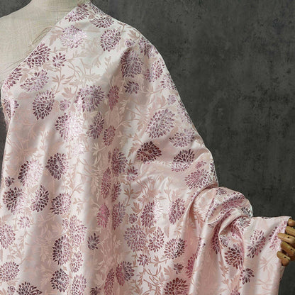 Tissu brocart de soie et rayonne à motif hibiscus rose : 65 pouces de large, matériau de couture floral