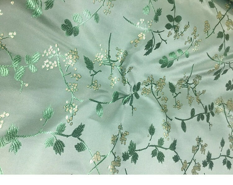 Tissu brocart à motifs floraux : mélange de soie et de rayonne de style chinois, 75 cm de large