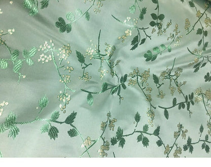 Tissu brocart à motifs floraux : mélange de soie et de rayonne de style chinois, 75 cm de large