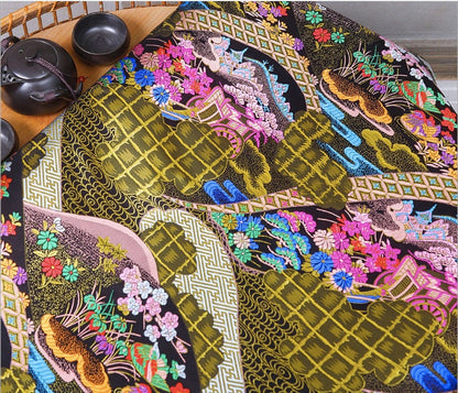 Floral Jacquard Brocade Fabric: Japanese Architecture, 59" Wide