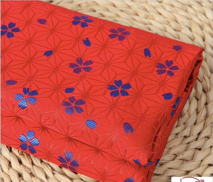 Tissu brocart jacquard Sakura : mélange de soie de style japonais (largeur : 75 cm)