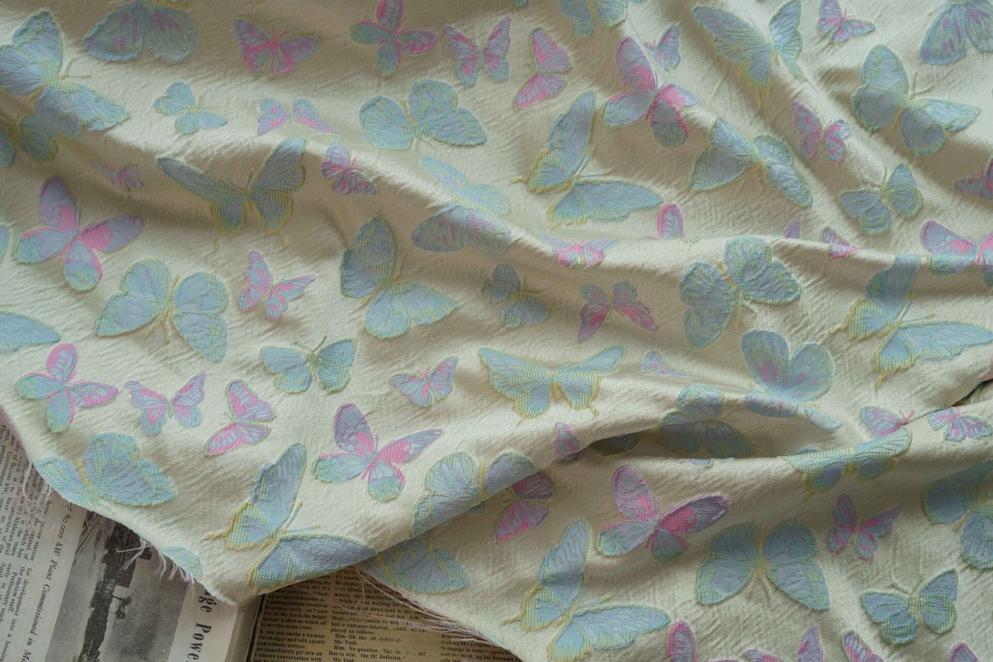 Butterfly Jacquard Fabric: 3D Texture Upholstery, Costume, Decor - 63" W
