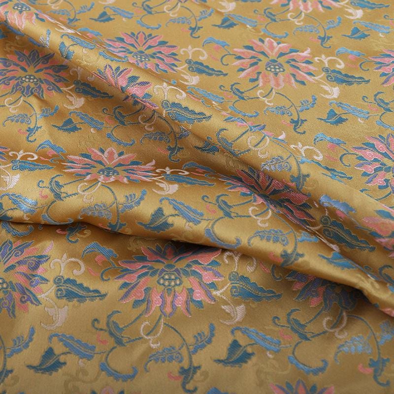 Dunhuang Lotus Brocade Fabric: 59"W Tibetan Costume & Decor