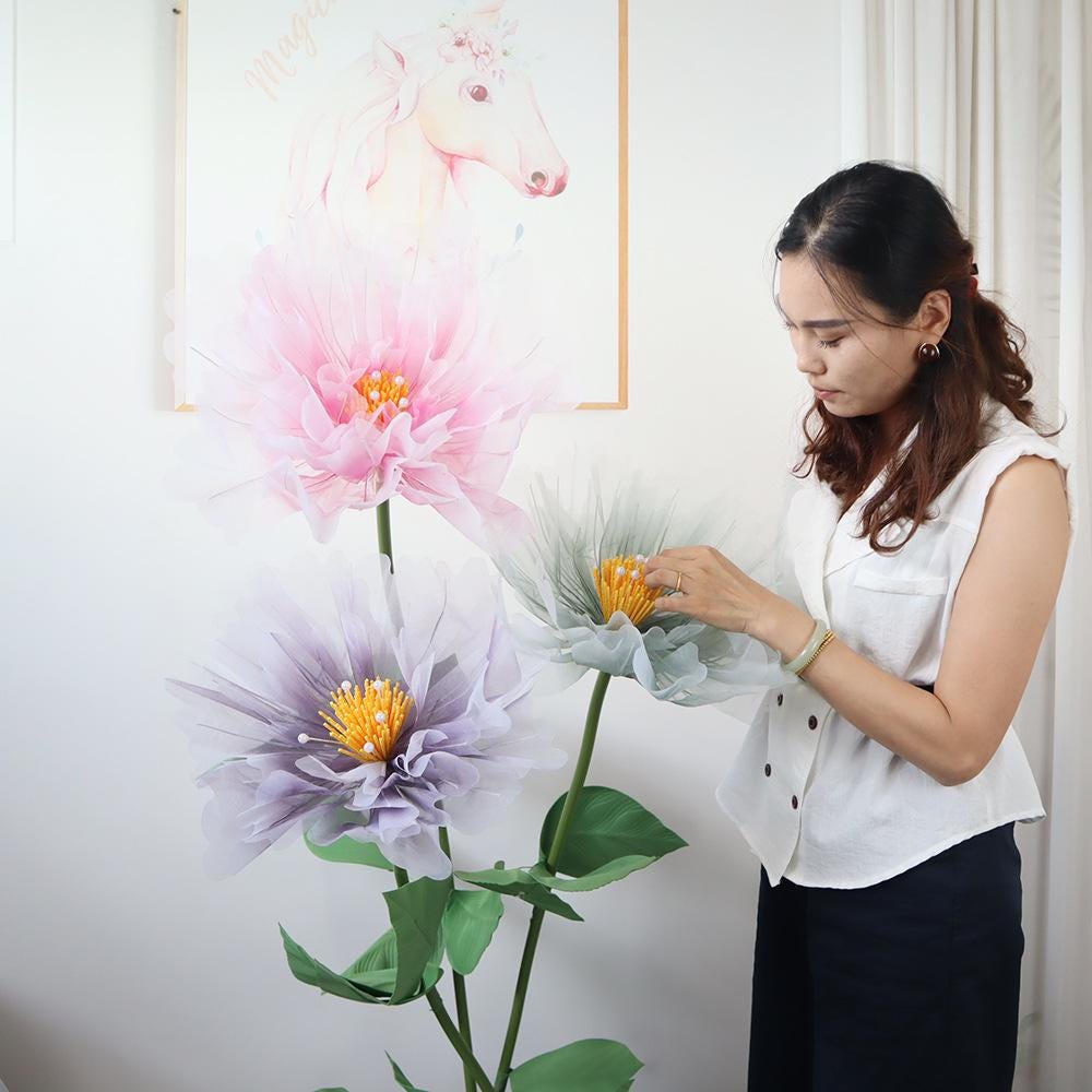 Gradient Peony Wedding Decor: Floral Centerpiece, Photo Booth Backdrop
