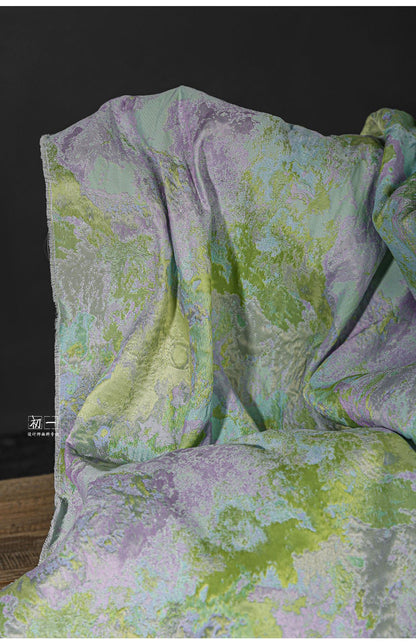 Gold Thread Jacquard Fabric: 3D Oil Painting Texture, 62" Wide