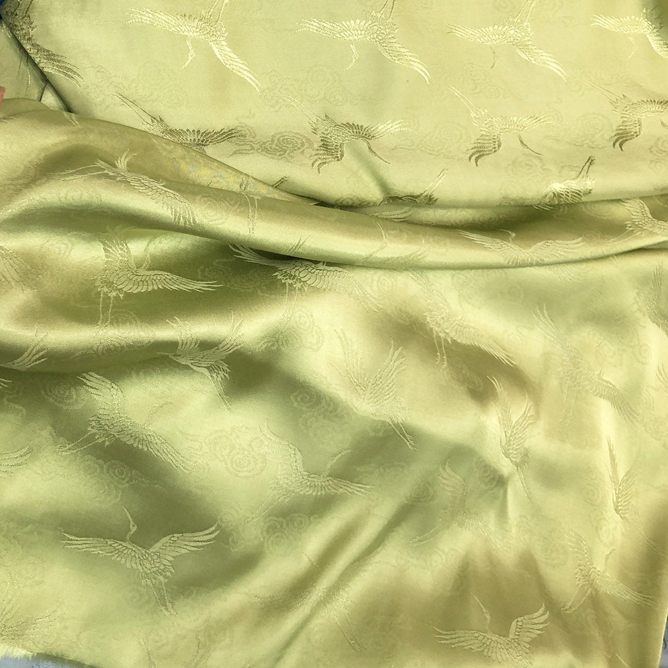 Crane Jacquard Satin Fabric: 59" Wide Antique Chinese Cosplay Sewing Fabric