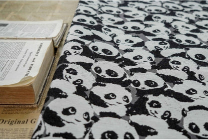 Panda Jacquard Fabric: Black and White Upholstery, Costume, Decor - 59"W