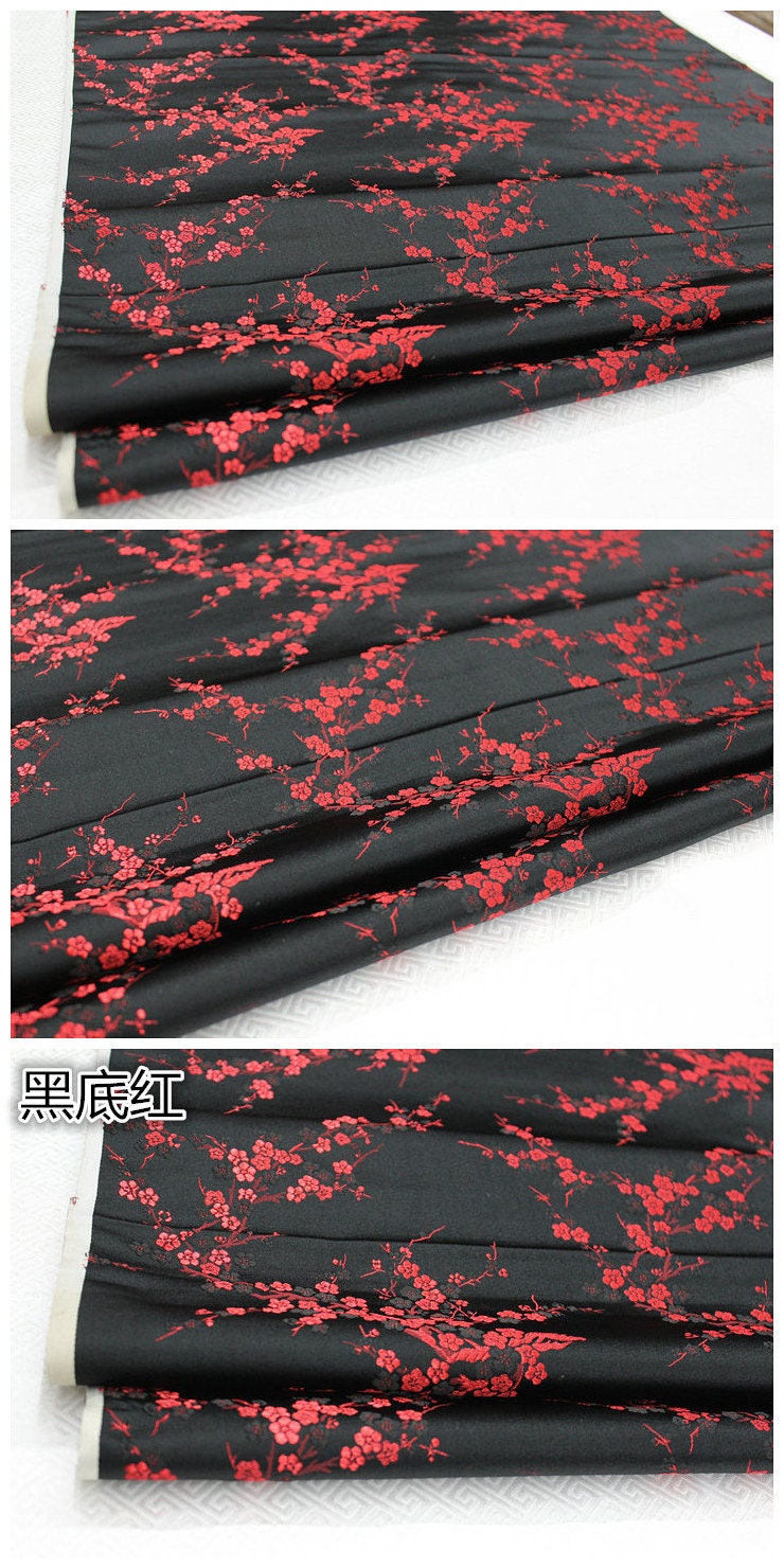 Plum Blossom Silk Brocade Fabric: Multicolored Cheongsam Qipao Material