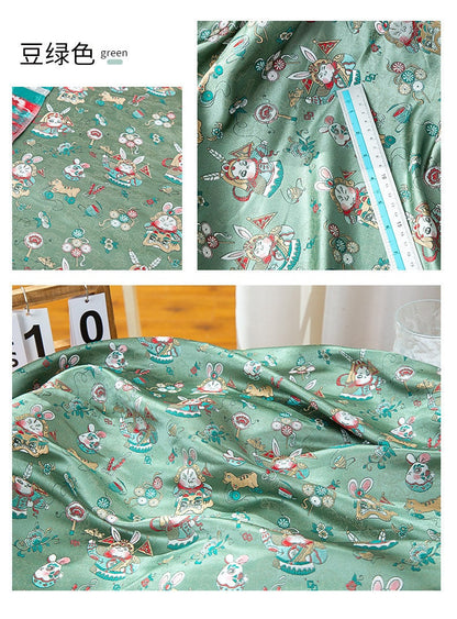 Tissu brocart de soie Lord Rabbit : Damas chinois traditionnel (59"L)