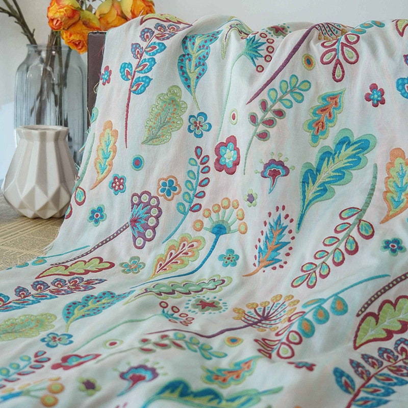Floral Jacquard Woven Fabric: 3D Embossed Upholstery, Costume, Decor (55"W)
