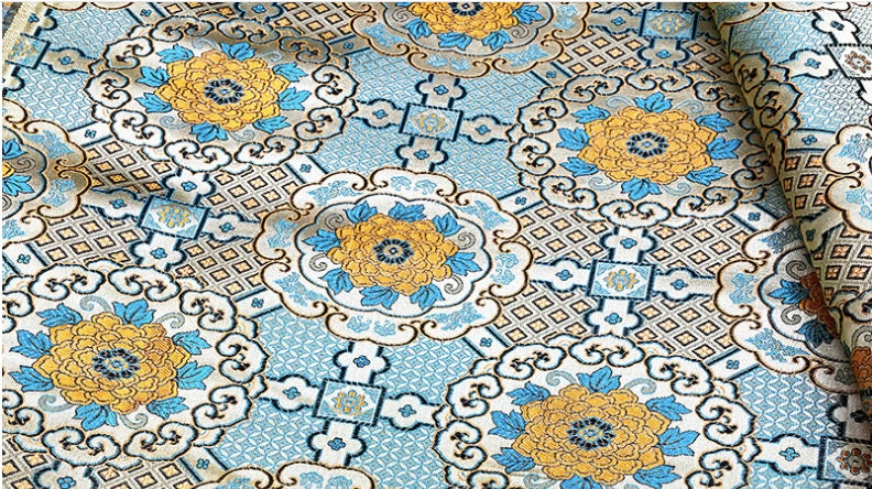 Tissu brocart impérial : Soie jacquard tibétaine faite main (au mètre)