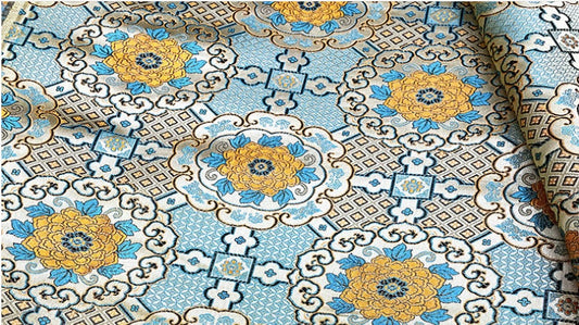Tissu brocart impérial : Soie jacquard tibétaine faite main (au mètre)