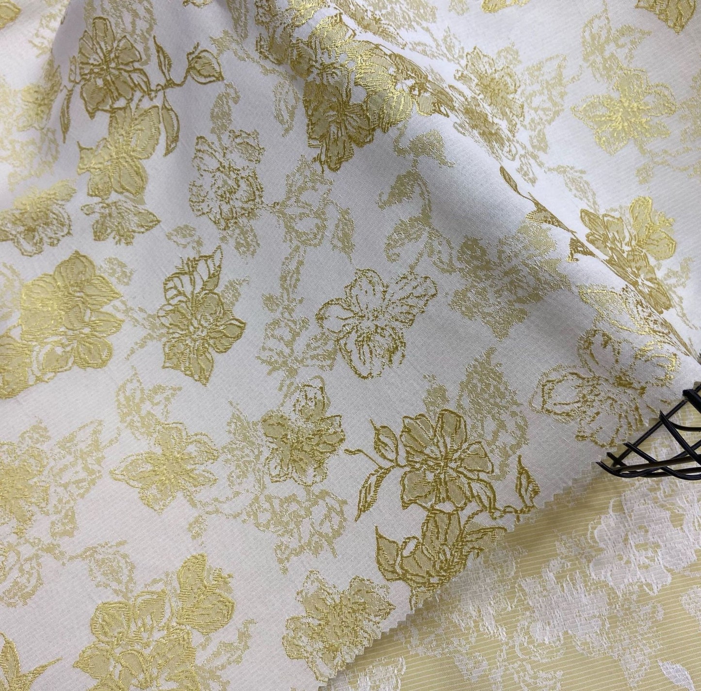 Elegant Satin Jacquard Fabric: 3D Flower Design, 59" Wide