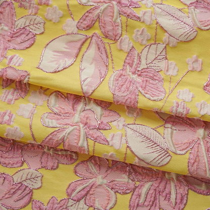 Gold Thread Floral Jacquard Fabric: 3D Upholstery, Costume, Decor - 54" Wide
