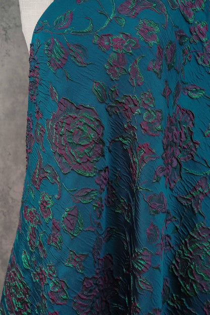 Baroque Black Gold Floral Jacquard Fabric: Vintage Palace Style, 56"W