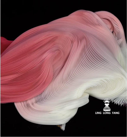 Gradient 3D Pleated Organza Fabric: 55" Wide Designer Material