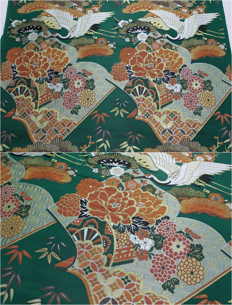 Crane Jacquard Satin Fabric: Japanese Style Sewing & Upholstery
