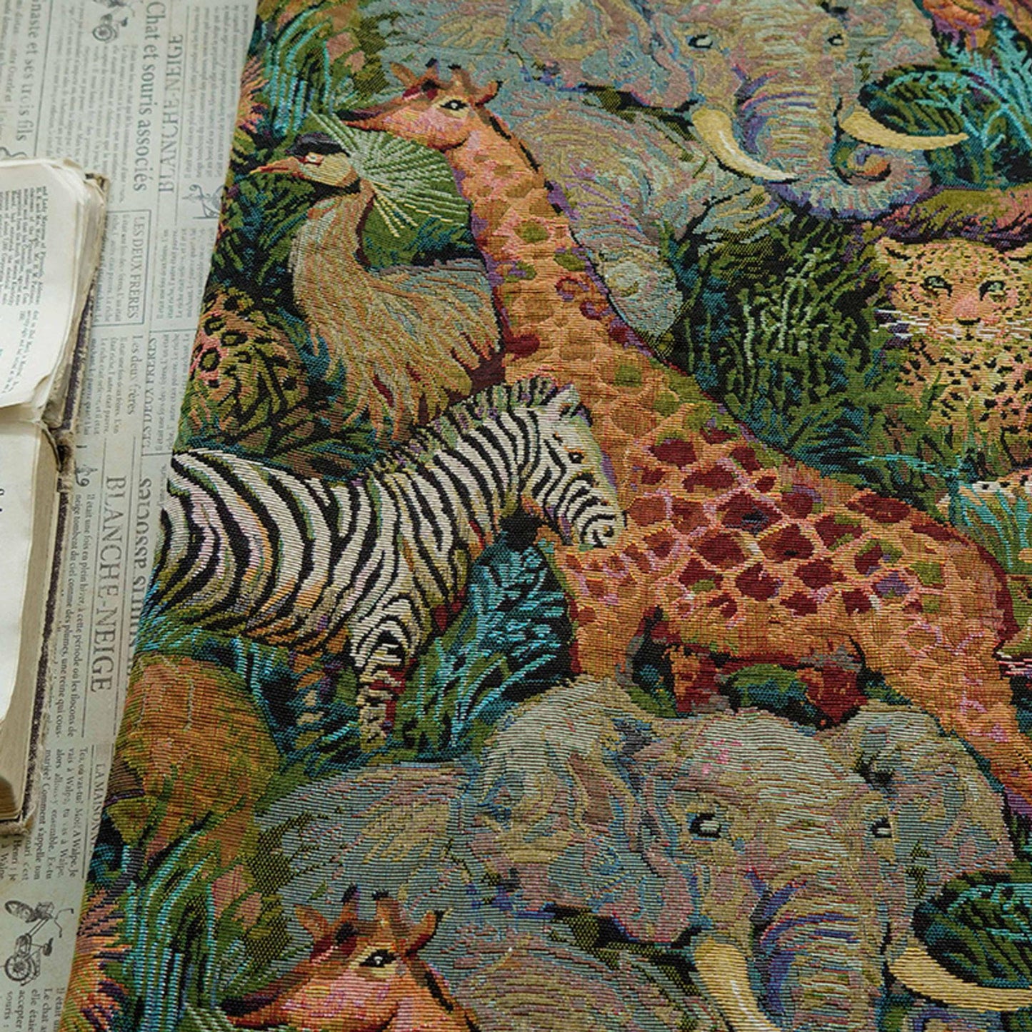 Jacquard Fabric: Wild Animals Zoo Pattern - Autumn Winter Upholstery