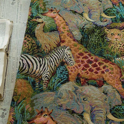 Jacquard Fabric: Wild Animals Zoo Pattern - Autumn Winter Upholstery