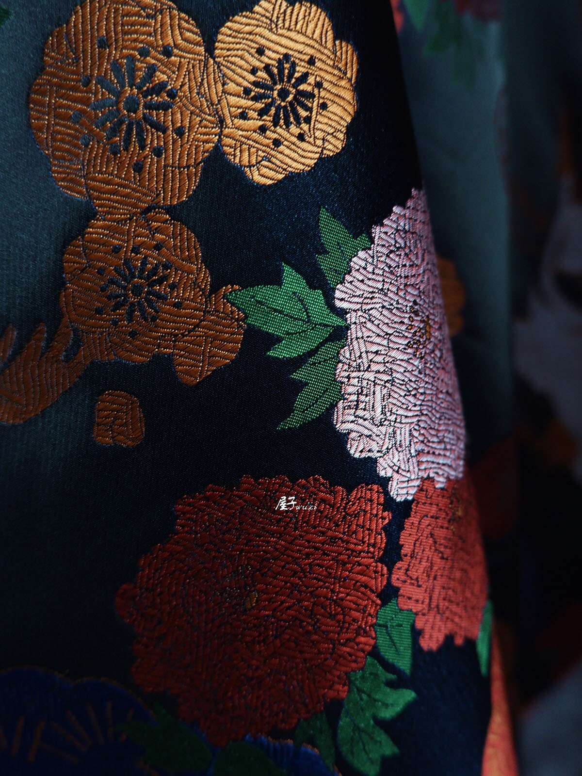 Crane Bird Jacquard Fabric: Designer Sewing Material, 57" Wide