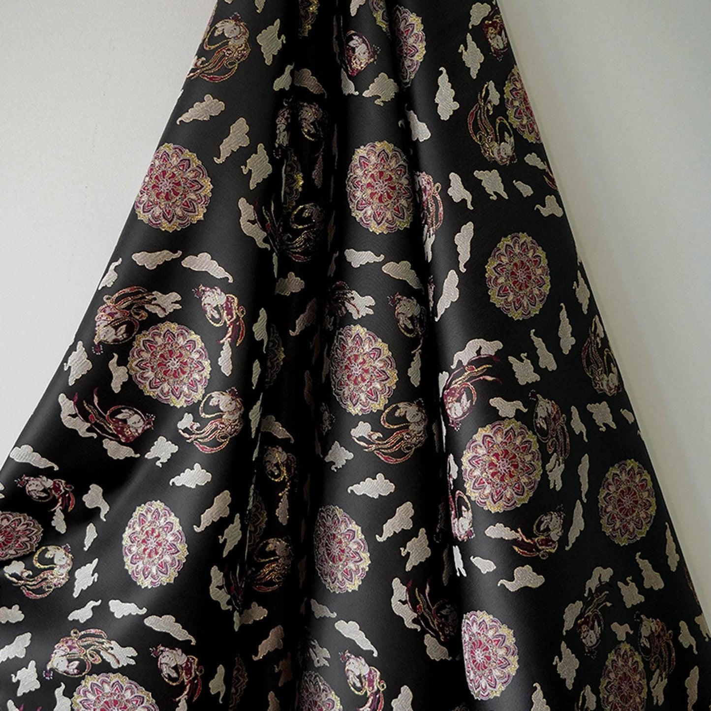 Floral Brocade Fabric: Mongolian Tibetan Style, 59" Wide