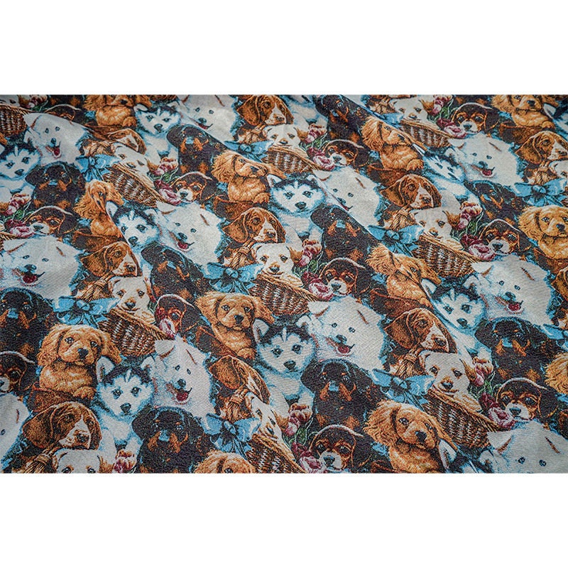 Dog Print Jacquard Fabric: Upholstery Sewing Material, 59" Wide