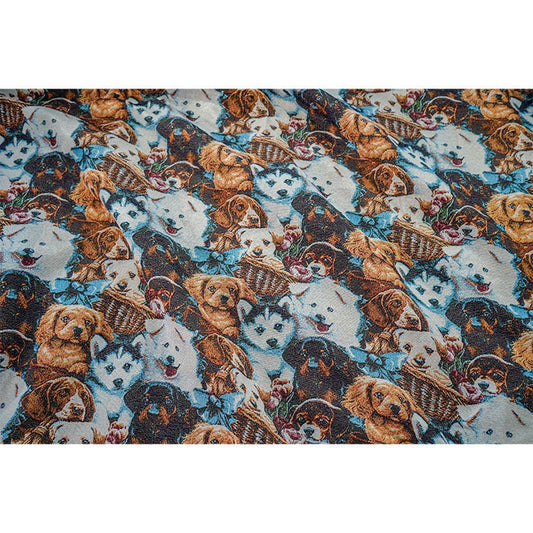 Dog Print Jacquard Fabric: Upholstery Sewing Material, 59" Wide